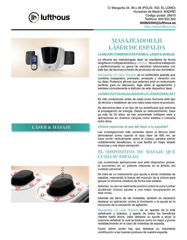 Masajeador Espalda Lufthous Láser