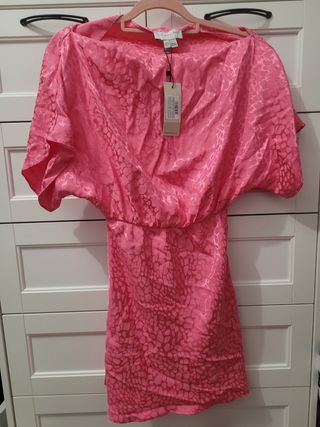Vestido mini rosa estampado 
