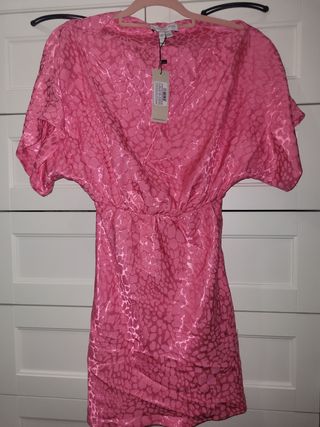 Vestido mini rosa estampado 