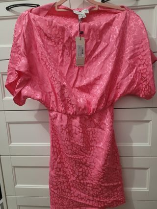 Vestido mini rosa estampado 