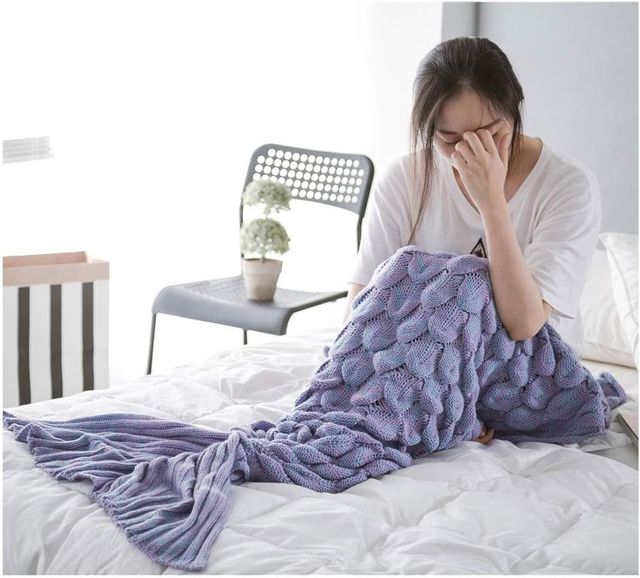 Manta cola sirena - Púrpura claro Nuevo punto Gran