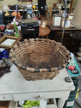 Cesta mimbre grande antigua