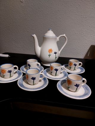 Juego té porcelana azul-blanco
