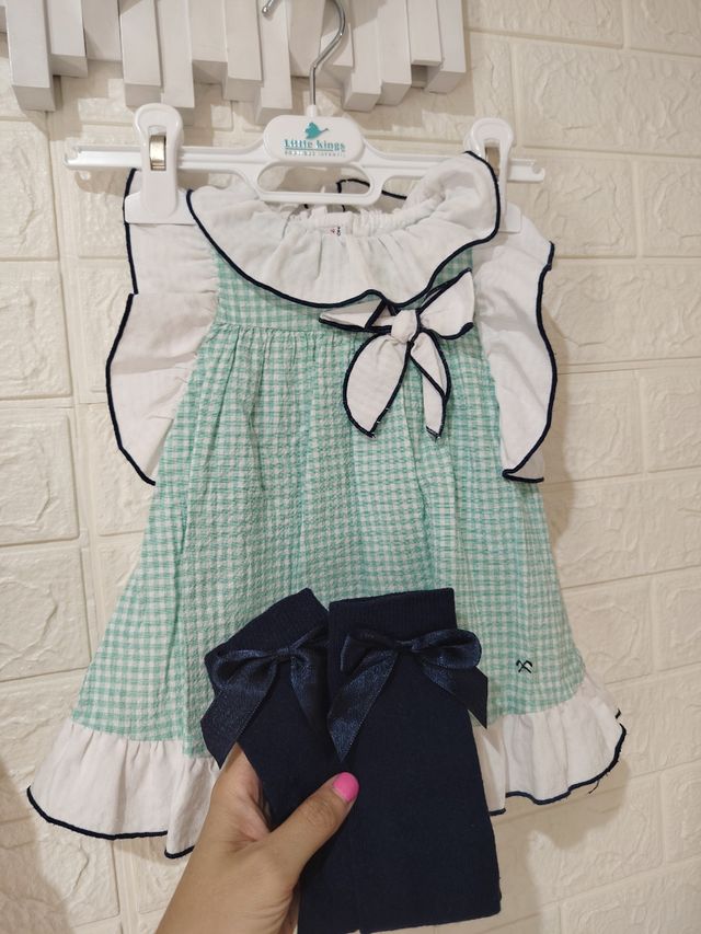 Vestido niña NelBlu + leotardos 12 meses