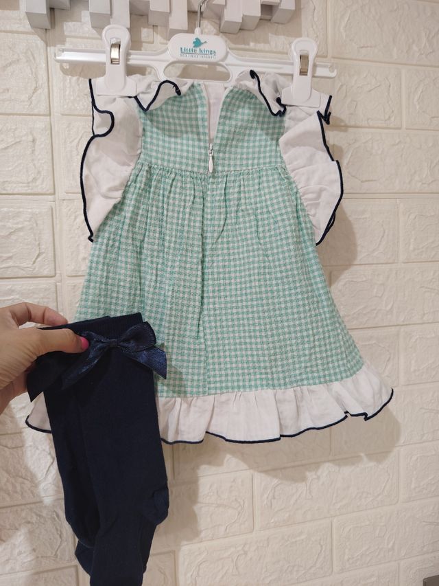 Vestido niña NelBlu + leotardos 12 meses