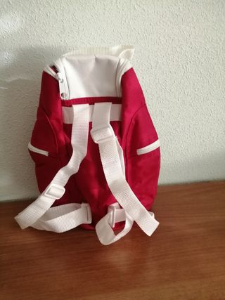 Mochila Actimel roja y blanca