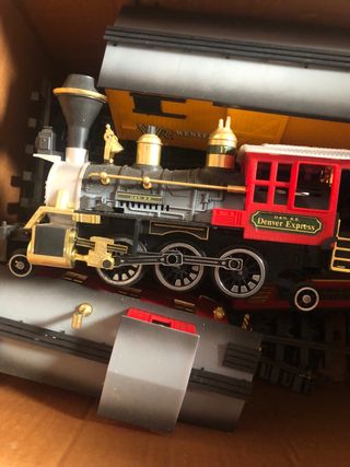 Tren antiguo vintage locomotora- vagones y railes