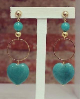 Pendientes Corazón Ágatas verdes