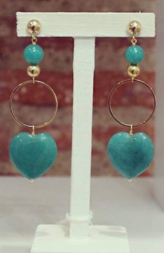 Pendientes Corazón Ágatas verdes