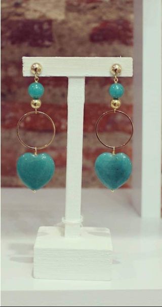 Pendientes Corazón Ágatas verdes
