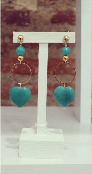 Pendientes Corazón Ágatas verdes