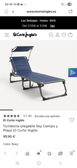 Tumbona El Corte Inglés Plegable