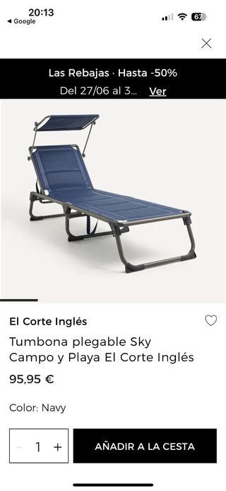 Tumbona El Corte Inglés Plegable