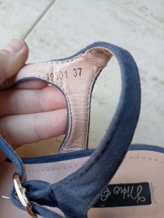 Sandalias cuña azul marino T37 REBAJADO