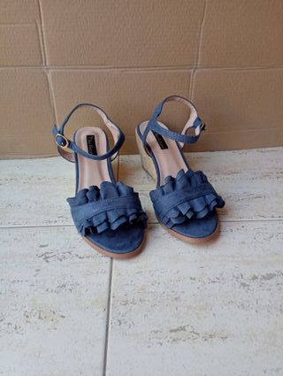 Sandalias cuña azul marino T37 REBAJADO
