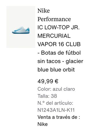 Nike Mercurial Vapor 16 Club Jr. 38
