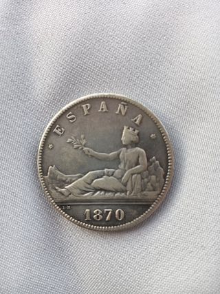 Moneda 5 Pesetas España 1870