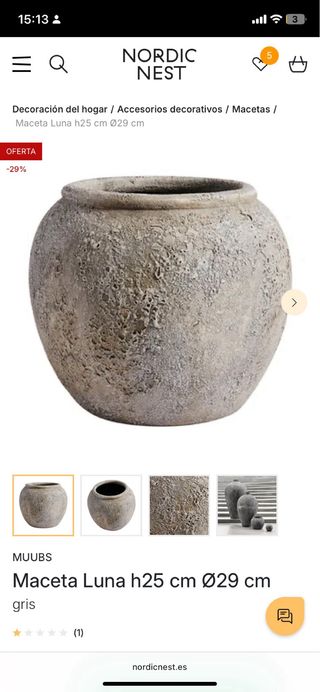 Maceta cerámica gris - Decoración Nordic Nest
