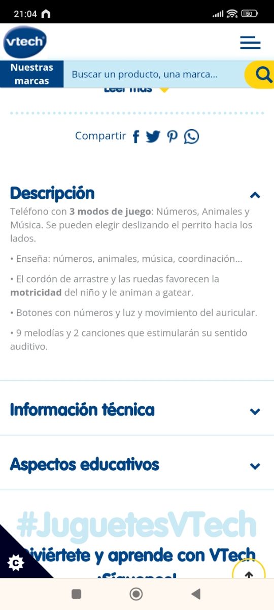 Teléfono VTech Super Rodófono