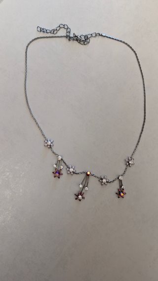 Colar Flores Prata - Rosa & Brilhante