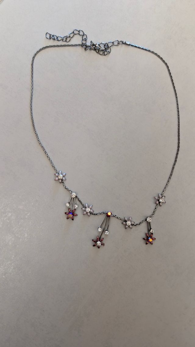 Colar Flores Prata - Rosa & Brilhante