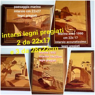 Intarsi Legno: 5 quadri marini
