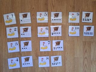 Tarjetas gallinas: aprendizaje números