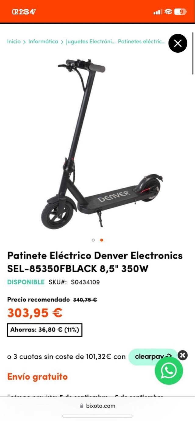 Patinete Elétrico Denver SEL-85350 - 350W