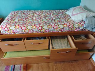 Cama nido 90cm - 4 cajones - 2 colchones