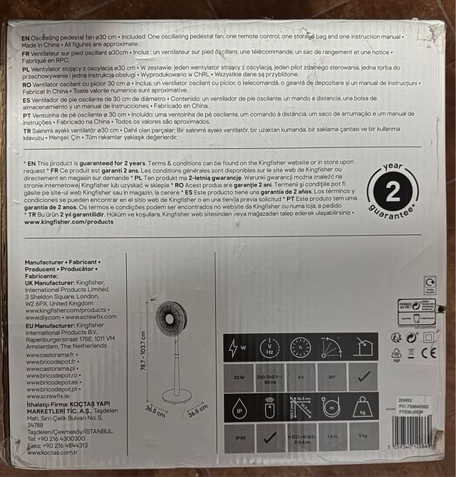 Ventilador gunpo 30cm - blanco