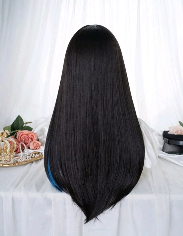 Peluca bicolor negra y azul