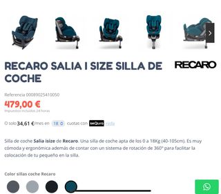Recaro Salia iSize: Silla coche giratoria 360°
