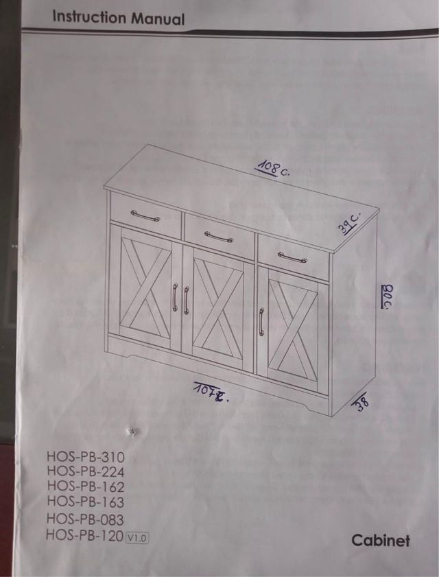 NUEVO! Mueble 3 cajones 3 puertas blanco-negro