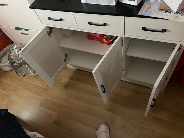 NUEVO! Mueble 3 cajones 3 puertas blanco-negro