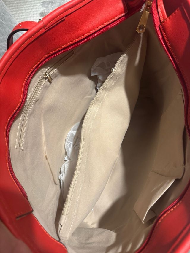 Bolso Tote gris y rojo