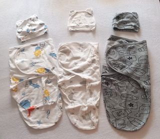 3 swaddle + gorrito a juego