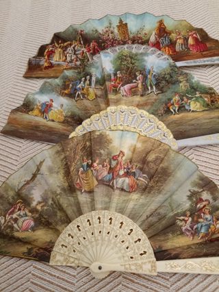 3 Abanicos antiguos pintados n