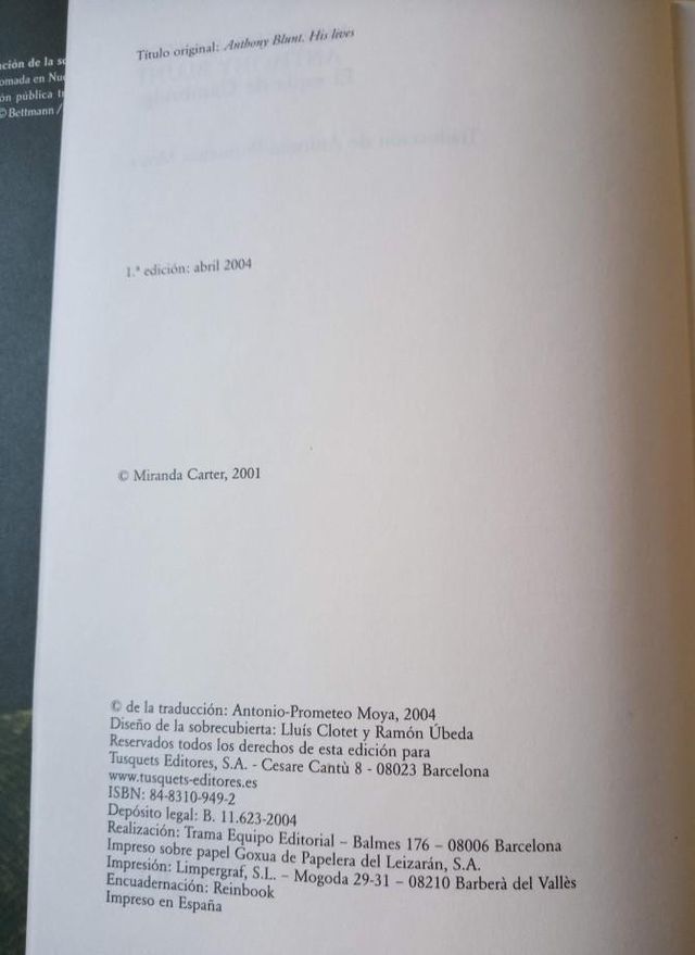 ANTHONY BLUNT EL ESPIA DE CAMBRIDGE MIRANDA CARTER