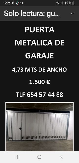 Puerta garaje metálica 4,73m