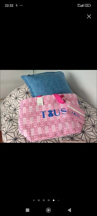 Bolso Tous playa - Azul y Rosa y marrón 