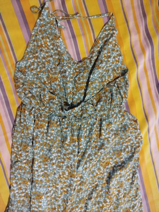 Mono amplio estampado azul y naranja