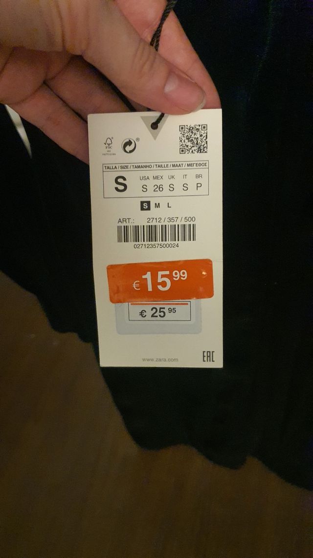 Vestido terciopelo verde ZARA - Talla S