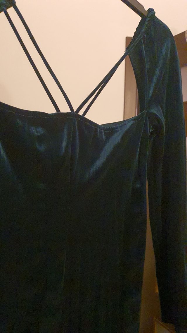 Vestido terciopelo verde ZARA - Talla S