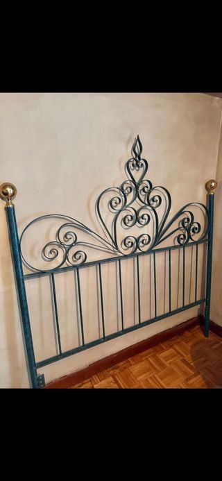 Cabecero cama metal dorado-verde