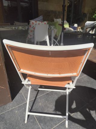 4 sillas plegables terraza - naranja y blanco