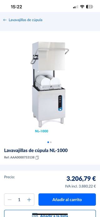 Lavavajillas cúpula NL-1000
lava cesta 50 
