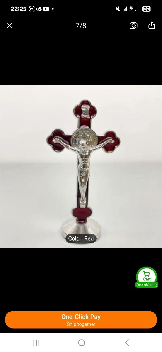 Crucifijo de sobremesa con medalla