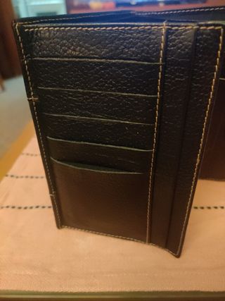 Monedero Piel Negra Mujer