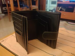 Monedero Piel Negra Mujer