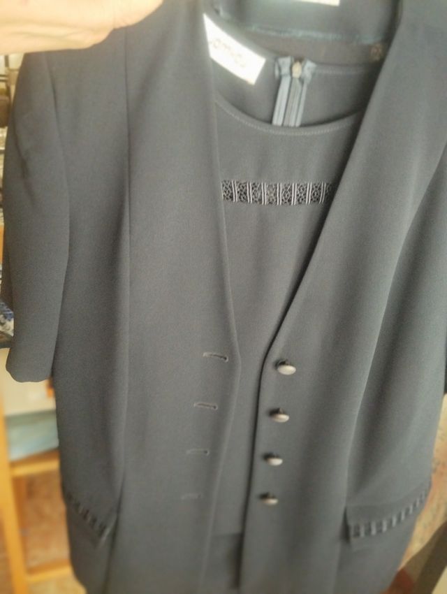 Traje chaqueta mujer azul marino 3 piezas 1 uso